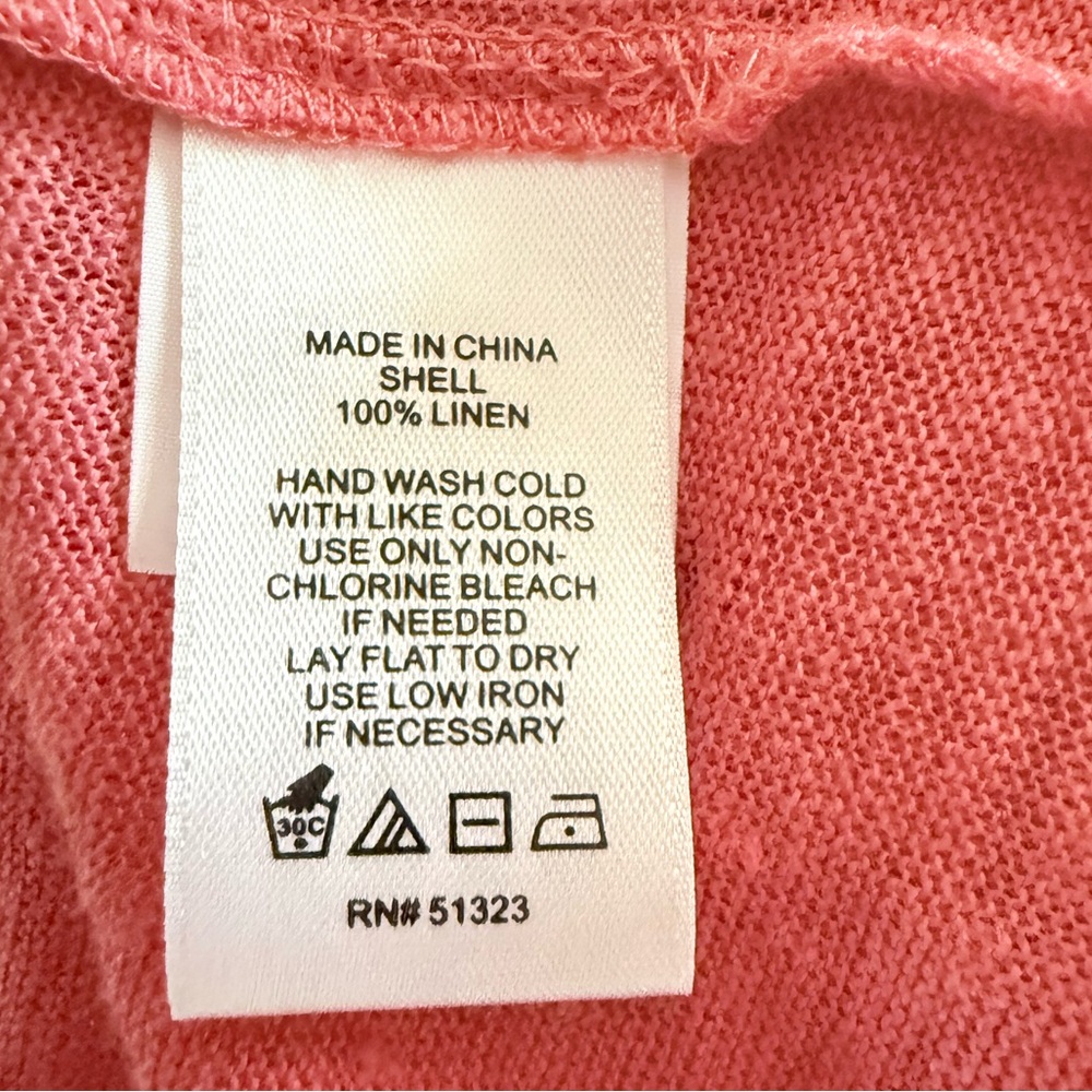 New 1. State Women's Coral Ruffle Short Sleeve Top 100% Linen Size S - Picture 6 of 6